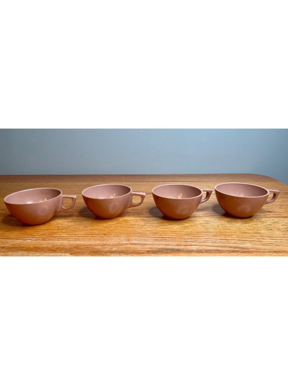 Set of 4 Melmac Tea Cups Blush Pink Mar Crest Made In USA Coffee Cups